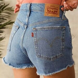Levi’s Premium 501 High Rise Button Fly Denim Cutoff Jean Shorts